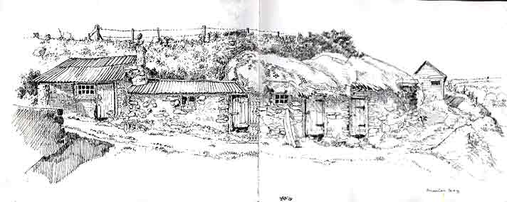 Fisherman's storage buildings, Prussia Cove, Cornwall
